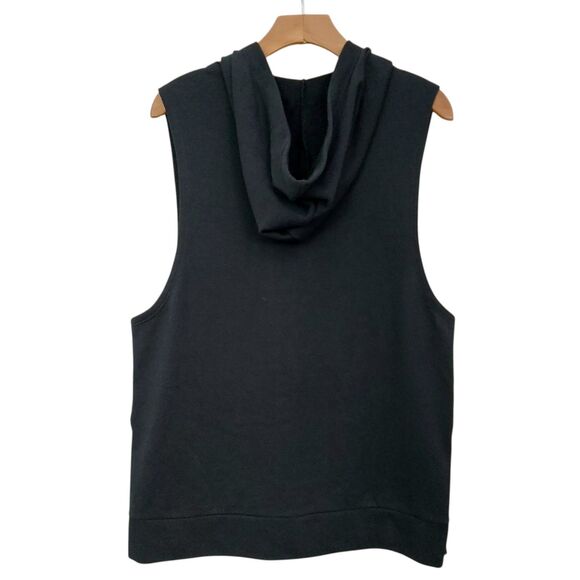 Fabletics Hooded Vest Womens Small Black Terrycloth 1/2 Zip Side Snap Athletic - Picture 7 of 11